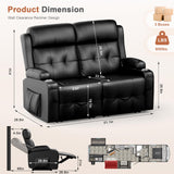 RV Loveseat Recliner Sofa, Oversized Massage Wall Hugger Recliners with Insert Pockets, Cup Holders, Reclining Couch, 150° Adjustable Recline & Padded Armrests, for RV Furniture (Black, Loveseat) Tiooii