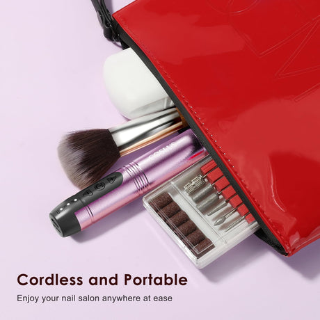 COSLUS Cordless Nail Drill Electric File: Professional for Acrylic Gel Dip Powder Nails Portable Nail Drill Machine Kit for Manicure Pedicure Nail Set with Everything Rechargeable Lightweight COSLUS