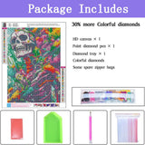 Generic Skull Diamond Painting Kits for Adults - Skeleton Diamond Art Kits for Adults, Round 5D Gem Art Kits for Adult DIY Crafts Kits for Gift Home Wall Decor Gifts 16x12inch Generic