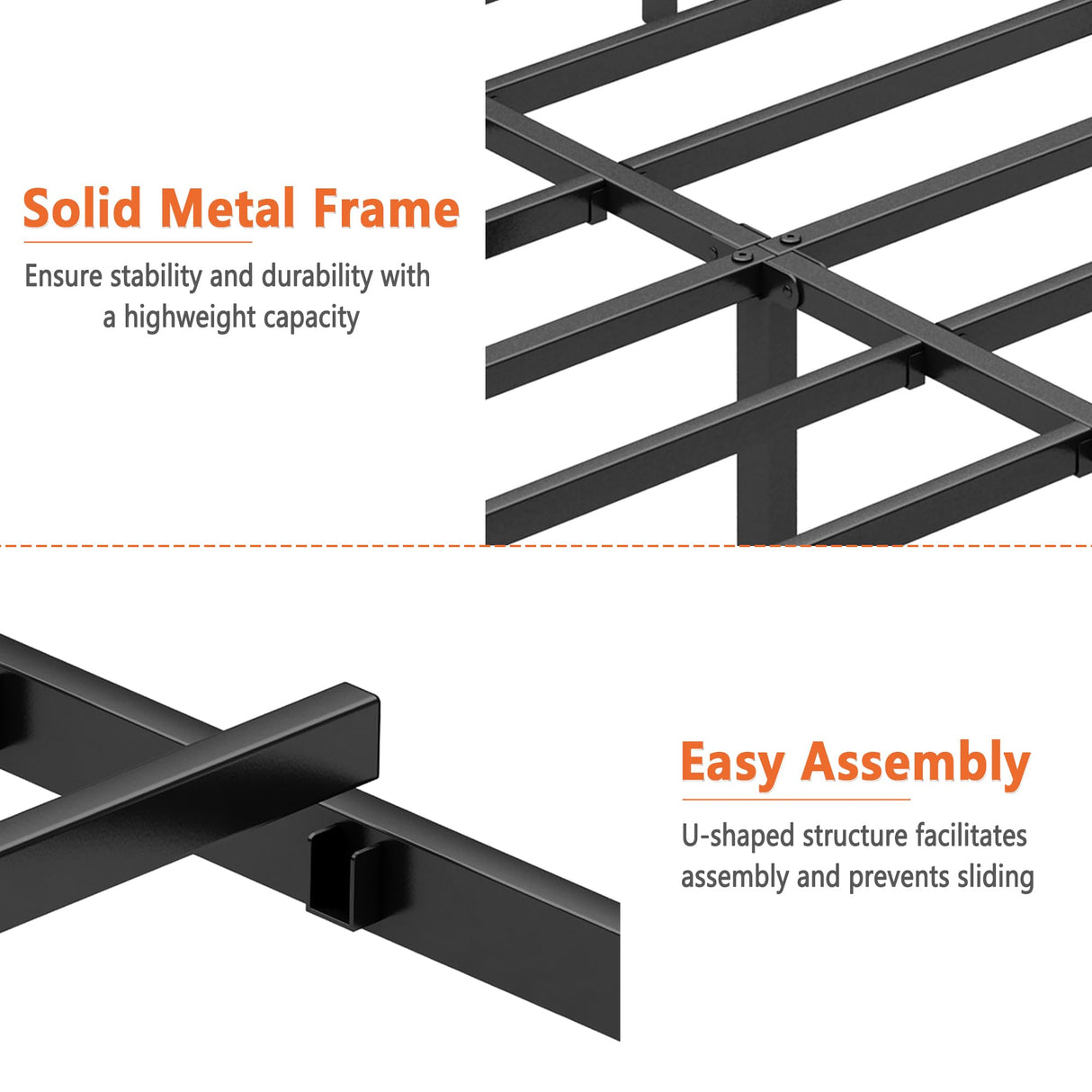 DIIYIV Twin Bed Frame-Classic Metal Platform Bed Frame,Mattress Foundation with Steel Slat Support,Under Foundation Storage,No Box Spring Needed, Easy Assembly, Twin Size DIIYIV