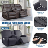 TAOCOCO Reclining Loveseat with Middle Console Slipcover, 4 Piece Polyester Fabric Stretch Loveseat Reclining Sofa Covers (Gray, 2 Seat Recliner Cover with Console) TAOCOCO