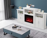 VINGLI Electric Fireplace with Mantel, Fireplace TV Stand for TVs Up to 85'', Modern Entertainment Center with Storage, TV Console with Shelves for Living Room and Bedroom (White, 79'' x 16'' x 41'') VINGLI