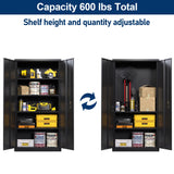 Aobabo Locking Metal Cabinet, Adjustable Shelves, Utility & Garage Storage, 72”, Black Aobabo