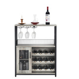 IDEALHOUSE 3-Tier Wine Bar Cabinet with Detachable Wine Rack and Storage Space, Buffet Cabinet with Glass Holder and Mesh Door, for Kitchen, Living Room and Bar (Gray) IDEALHOUSE