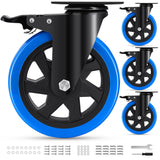Humagineer 6 Inch Heavy Duty Casters Set of 4, 2600 Lbs Casters, Safety Swivel Casters with Brake, No Noise Top Polyurethane Plate Wheels for Industrial, Furniture, Equipment (Free Hardware Kits) Humagineer
