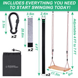 Wooden Tree Swing for Adults and Kids - Curved Wood Tree Swing Seat for Extra Comfort- includes Complete Tree Swing Hanging Kit- Indoor or Outdoor Rope Swing for Trees with Curved Wooden Swing Seat Roman Ventures