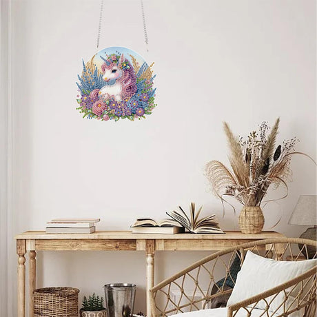 TDFERAN Diamond Painting Pendant Unicorn DIY Diamond Art Ornament Kits Arts and Crafts for Adults Gem Art Hanging for Wall Home Window Decor Paint by Numbers for Abults Painting Art Work TDFERAN
