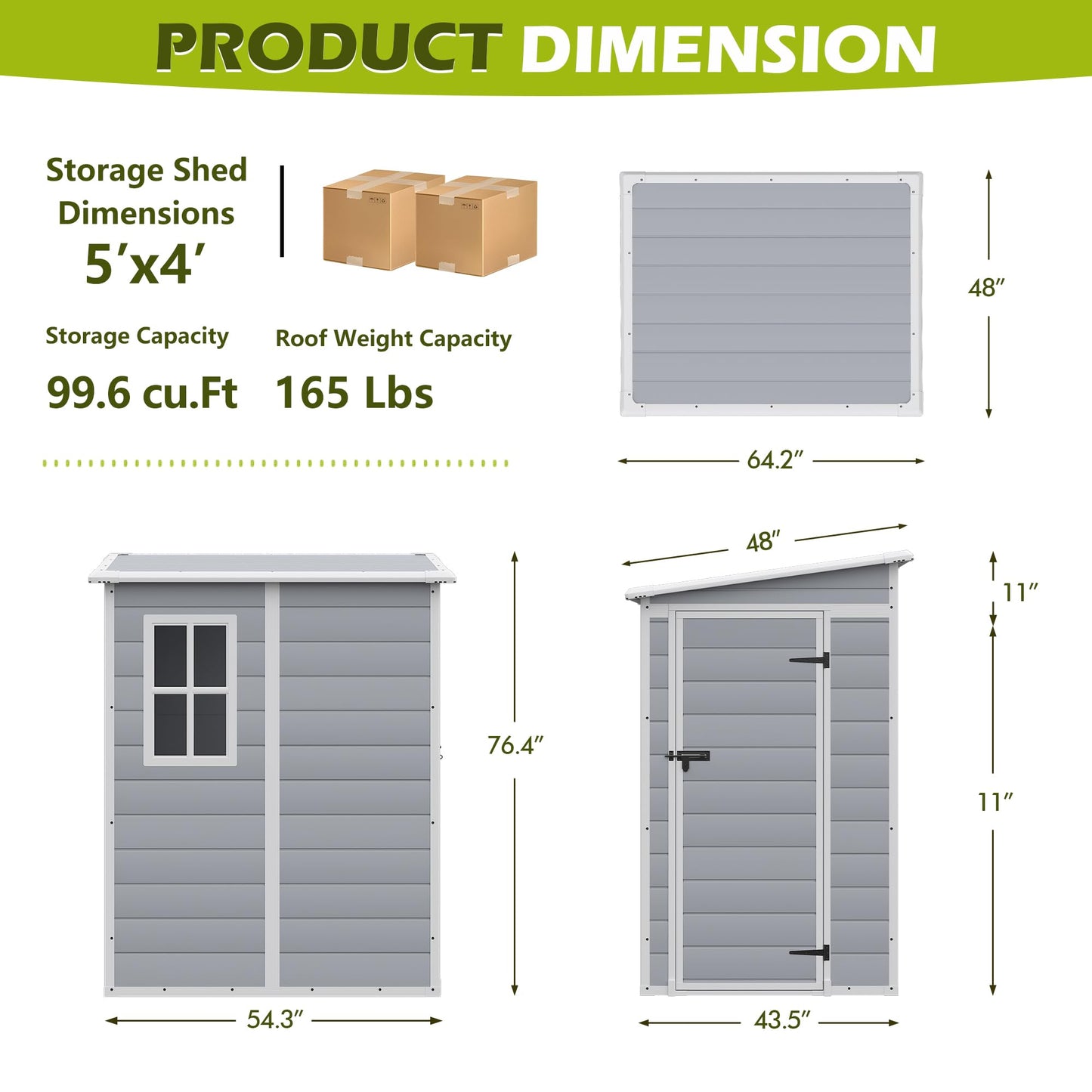 Homall Resin Outdoor Storage Shed, 5 X 4 FT Garden Tool Sheds & Outdoor Storage House with Single Lockable Door for Backyard Garden Patio Lawn - WoodArtSupply