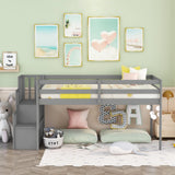 Bellemave Twin Low Loft Bed with Storage Staircase - Stylish Gray Frame for Kids and Teens Bellemave