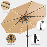 HOMSHADE 10ft Solar Patio Umbrella - Solar Lights LED Lighted Outdoor Market Table Umbrella, UPF50+ UV Protection with Push Button Tilt, Crank for Pool Deck and Garden (Beige) HOMSHADE