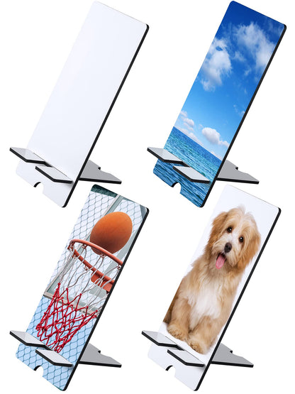 4 Pieces Sublimation Blank Phone Stand Cell Phone Stand Sublimation Phone Holder for Desk Wood Smartphone Holders DIY Craft Sublimation Phone Charging Holder for Desktop Office Table Home Kitchen