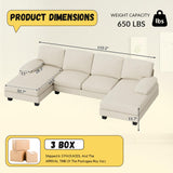 JUMMICO Sectional Couches for Living Room, U Shaped Couch with Chenille Fabric, 4 Seat Modern Sofa with Removable Pillows for Apartment and Small Space (Corduroy, Beige) JUMMICO