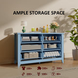 Cakhdry Dresser for Bedroom, 6 Drawer Dresser, Wide Chest of Drawers for Closet,TV Stand with Sturdy Frame and Wood Top, Easy Pull Handles for Clothes, Living Room, Hallway, Entryway,Light Blue Cakhdry