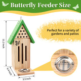 3-in-1 Butterfly House Feeder Bee House, Wooden Butterfly Houses for The Garden, Butterfly Feeders for Outdoors, Natural Butterfly Garden Kit Habitat with Puddler Beyoogeem