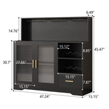 Wine Bar Cabinet with LED Light, Liquor Cabinet Bar for Home with Wine and Glass Rack, Modern Kitchen Coffee Bar Cabinet with Storage, Buffet Sideboard with Drawers for Living Dining Room, Black amzzar