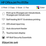 HP OfficeJet Pro 8135e Wireless All-in-One Color Inkjet Printer, Print, Scan, Copy, Fax, ADF, Duplex Printing, Best-for-Home Office, 3 Months of Instant Ink Included (40Q35A) HP