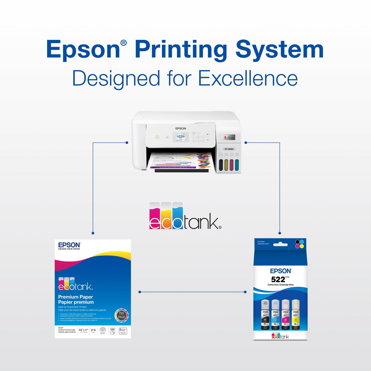 EPSON 522 EcoTank Ink Ultra-high Capacity Bottle Black (T522120-S) Works with EcoTank ET-2720, ET-2800, ET-2803, ET-2840, ET-4700, ET-4800, ET-4810 Epson