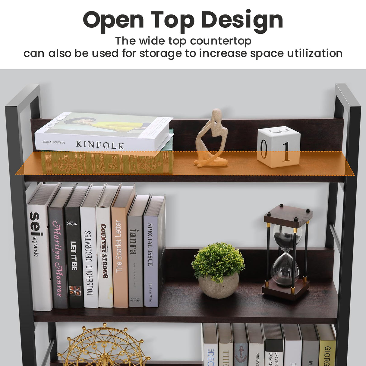 Himimi Ladder Bookshelf, 5 Shelf Bookcase Industrial Bookshelf Wood and Metal Bookshelves, Plant Flower Stand Rack Book Storage Shelves for Living Room, Bedroom, Home Office (2 PCS) Himimi