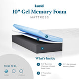 LUCID 10 Inch Firm Gel Memory Foam Mattress and LUCID L300 Adjustable Base (Twin XL) LUCID