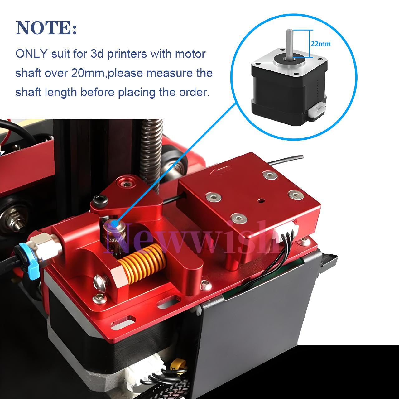 Newwish Ender 3 Dual Gear Extruder,Dual Drive Metal Extruder for Ender 3 V2/Pro/Ender 5/Plus/Ender 3 Neo/Max Neo/CR-6 SE/CR-10/10S/10S Pro 3D Printer Extruder.(Motor Shaft>20mm) - WoodArtSupply