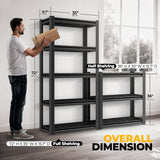 Auto Dynasty 5-Tier Storage Shelves, 72" H Heavy Duty(3000LBS Capacity) Adjustable Garage Shelving, Metal Storage Utility Rack Shelf Unit for Pantry Kitchen Warehouse, 72" H x 35" W x 16" D, Black Auto Dynasty