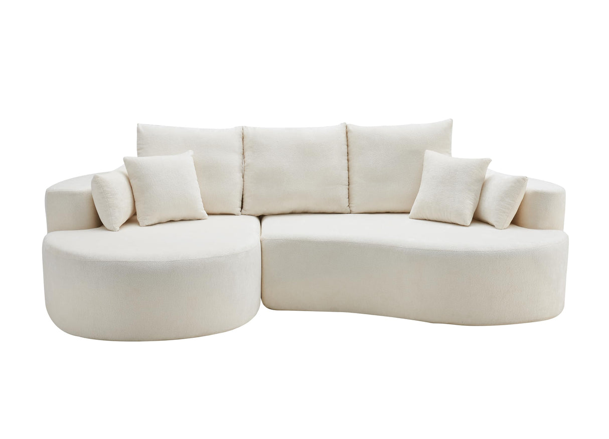 Christopher Knight Home Carden 106" Curved Modular Sectional Sofa, Comfy Sofa Couch with Chaise Lounge, Modern Cloud Couch with Deep Seat, Fabric Upholstered Seating Set for Living Room Bedroom, White Christopher Knight Home