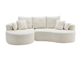 Christopher Knight Home Carden 106" Curved Modular Sectional Sofa, Comfy Sofa Couch with Chaise Lounge, Modern Cloud Couch with Deep Seat, Fabric Upholstered Seating Set for Living Room Bedroom, White Christopher Knight Home