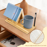 Wooden Triangle Book Stand with Drink Holder, Library Card Design Book Holder Page Rest, Night Stand Book Holder with Pen Slot, Gift for Book Lovers, Readers, Librarians, Writers Tanfeine