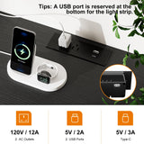 REAHOME Dresser TV Stand with Charging Station and LED Lights, 55” TV Stand with 9 Drawers, Fabric Dresser for Bedroom, Steel Frame, Large Storage Chest of Drawers for Closet, Living Room, Black Gray REAHOME