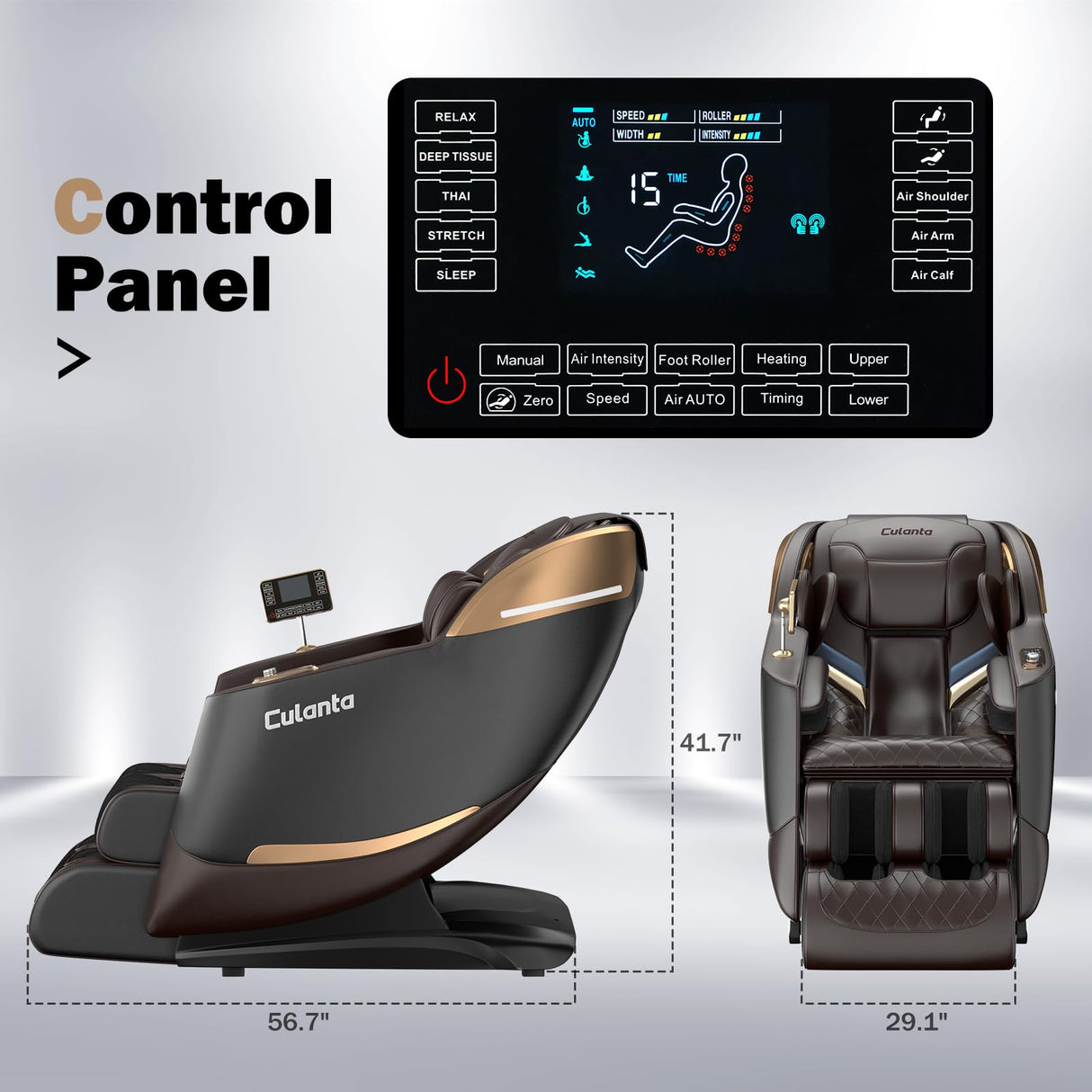 Culanta Massage Chair Full Body, Zero Gravity SL-Track Shiatsu Massage Recliner Chair with Body Scan, Airbags, Foot Rollers, Deep Yoga Stretch, Heating (U1-Brown) Culanta