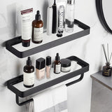 VOLPONE Bathroom Shelves Wall Mounted Glass Shelf for Floating Shelf Tempered Glass Shelves 2 Tier Bathroom Wall Organizer(Black) VOLPONE