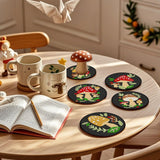 EWJRNSF 6 PCS Small Diamond Art Coasters Kits, Diamond Painting, Fall Diamond Art Kits for Adults Beginners, Arts and Crafts Item Sets with Holder for Drinks Mushroom EWJRNSF