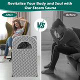 Portable Steam Sauna, Personal Sauna for Home,Steam Sauna,Sauna Box Sauna Tent with 3L Steamer, UV Atomization, Cycling Timer and 9 Levels - Silver Saupaolo