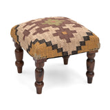 NATURAL FURNISH Handmade Jute Soft Ottomans Square Shape Stool for Sitting and Foot Rest with Wooden Legs, Entryway Modern Stool for Living Room, Bedroom, Hall (Yellow, L 15.74 x W 15.74 x H 14 inch) NATURAL FURNISH