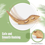 Tangkula Outdoor Chaise Lounge Chair, Acacia Wood Rocking Sun Lounger with Slatted Backrest and Seat, Wooden Rocker Lounge Chair for Patio, Garden and Poolside Tangkula