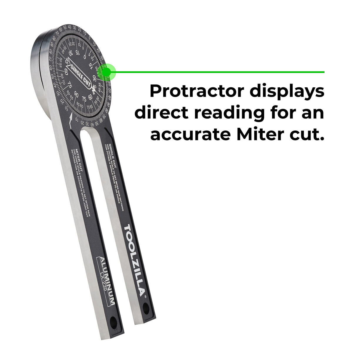 Toolzilla 7-Inch Aluminum Miter Saw Protractor Angle Finder - Measuring Tool with Multiple Scales Features for Woodworking Metalworking and All Building Trade TOOLZILLA
