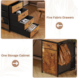 SEDETA L Shaped Desk, 63" Computer Desk with 5 Drawer & Power Outlet, Long Home Office Desk or Corner Desk, L Shaped Corner Desk with Monitor Shelf, Storage Cabinet, Rustic Brown SEDETA