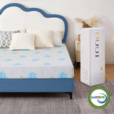 OUUI 6 Inch Full Mattress, Removable Washable Cover with Whales Pattern Cooling Memory Foam Medium Feel, Bed-in-a-Box, CertiPUR-US Certified, White/Blue OUUI