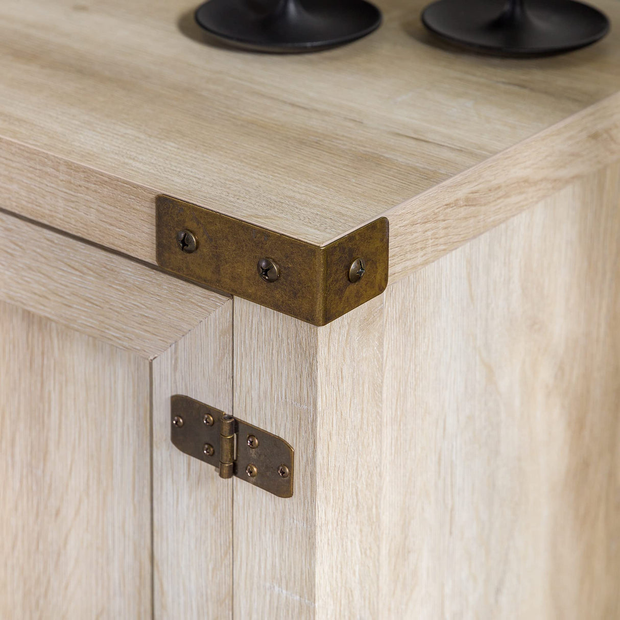 Walker Edison Georgetown Modern Farmhouse Double Barn Door TV Stand for TVs up to 80 Inches, 70 Inch, White Oak, Without Fireplace Walker Edison