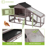 GUTINNEEN Chicken Coop Mobile Hen House Wooden with Run Poultry Cage with Nesting Box,Field Grey GUTINNEEN