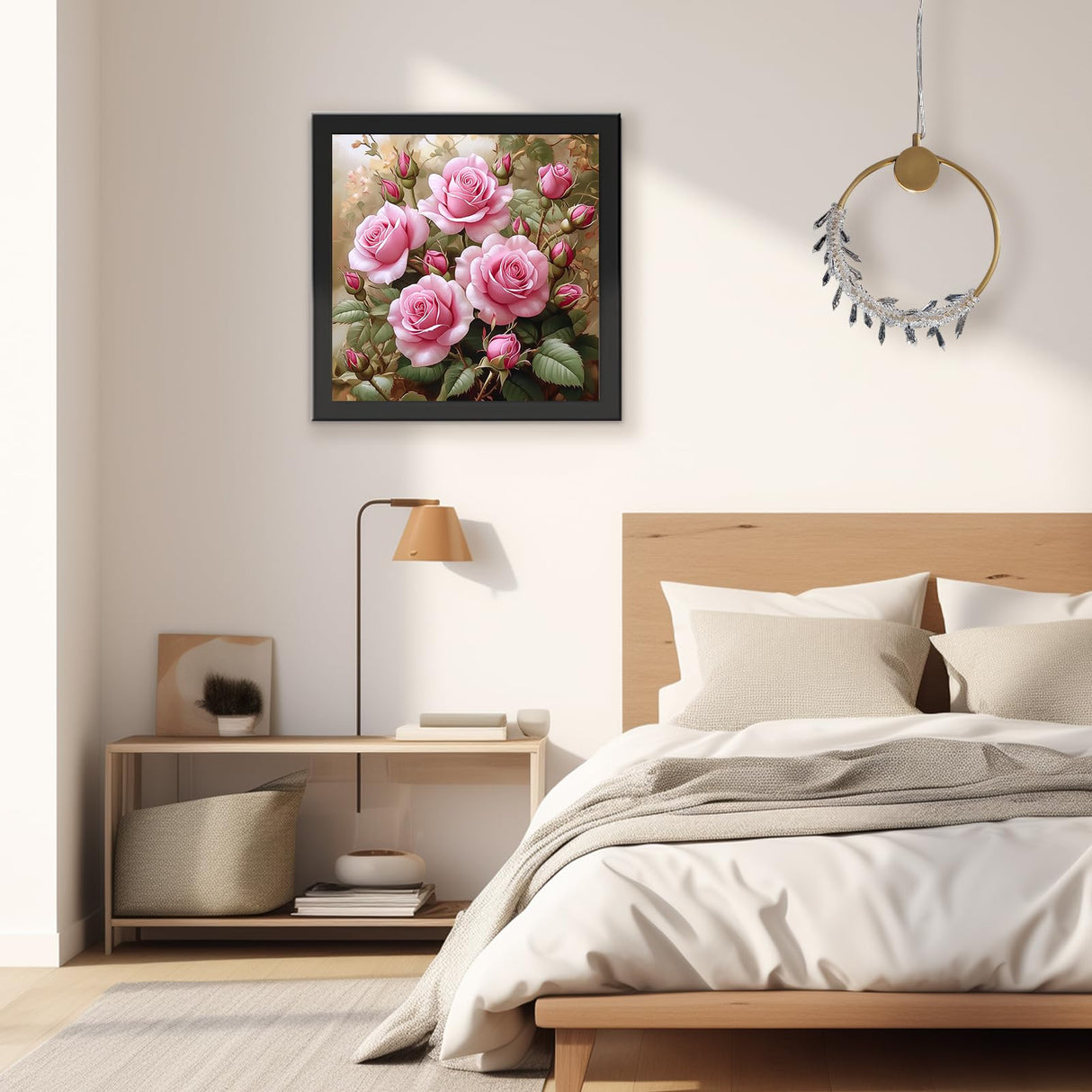 TOSTOG Flower Diamond Art Kits for Adults, DIY Flower Diamond Paintings Kits for Adults Beginner, Full Drill Pink Rose Diamond Paintings Kit, Cute Rose Gem Painting Wall Art Decoration 12 * 12 Inch. TOSTOG