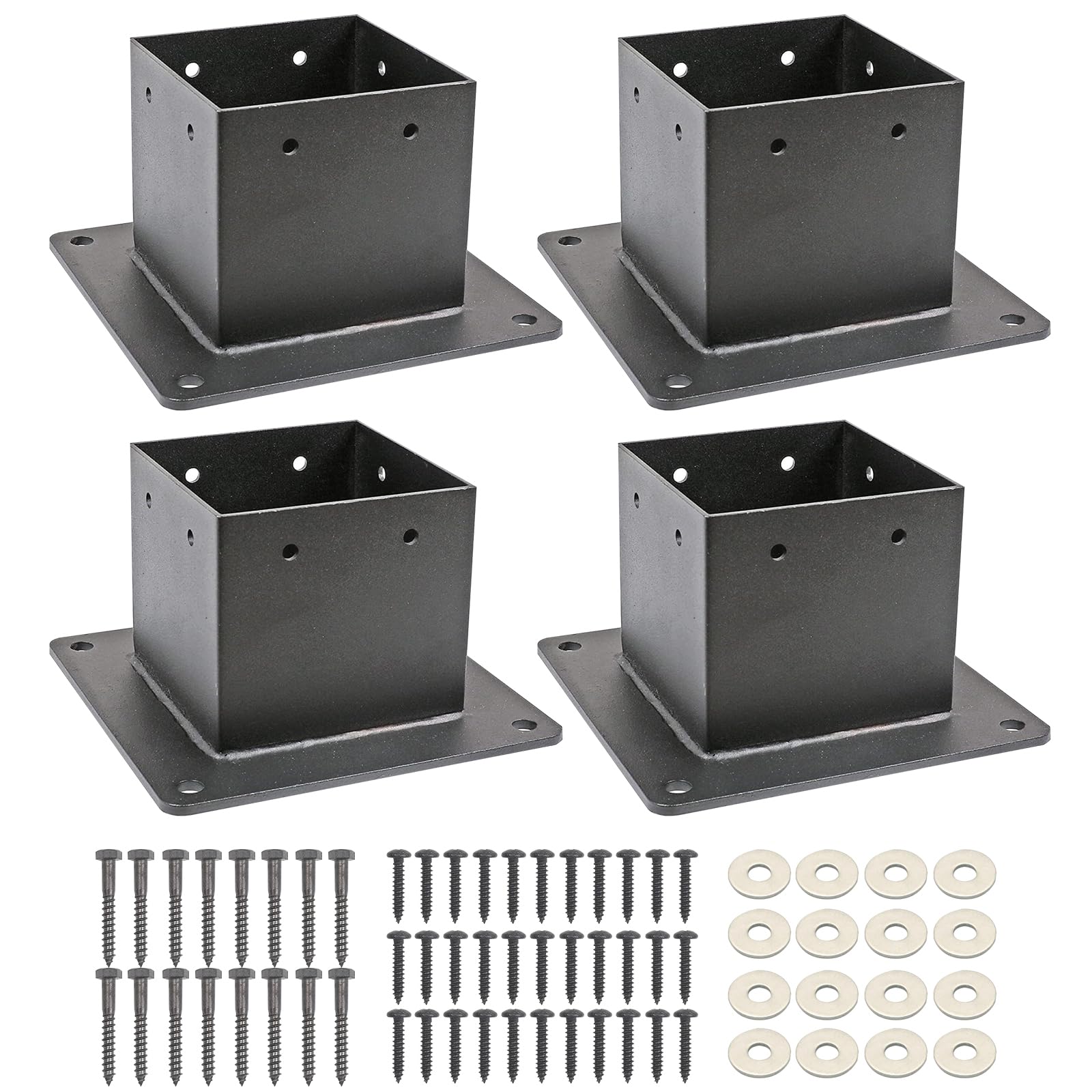 Voittozege 4 Pcs 4x4 Post Bracket Anchor Base, Deck Post Brackets Heavy ...
