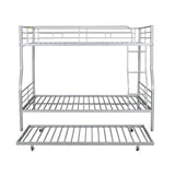 Harper & Bright Designs Full XL Over Queen Metal Bunk Bed with Trundle, Ladder & High Guardrail, Able to Split, Noise Free, Heavy-Duty Steel Loft Bed Frame with Safety Rail for Bedroom, Dorm (Silver) Harper & Bright Designs