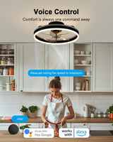 Lumary Smart WiFi Ceiling Fans with Lights, RGBAI Flush Mount Ceiling Fans with Lights and Remote, Dual Lighting Mode Modern LED Low Profile Ceiling Fan for Bedroom Works with Alexa Google, 20in Black Lumary