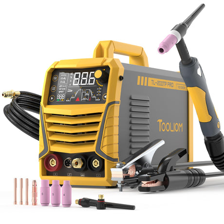 TOOLIOM TIG Welder with Pulse Multifunctional TIG Welding Machine DC TIG/Spot TIG/Pulse TIG/Stick 110&220V Dual Voltage with Large Digital Display TOOLIOM