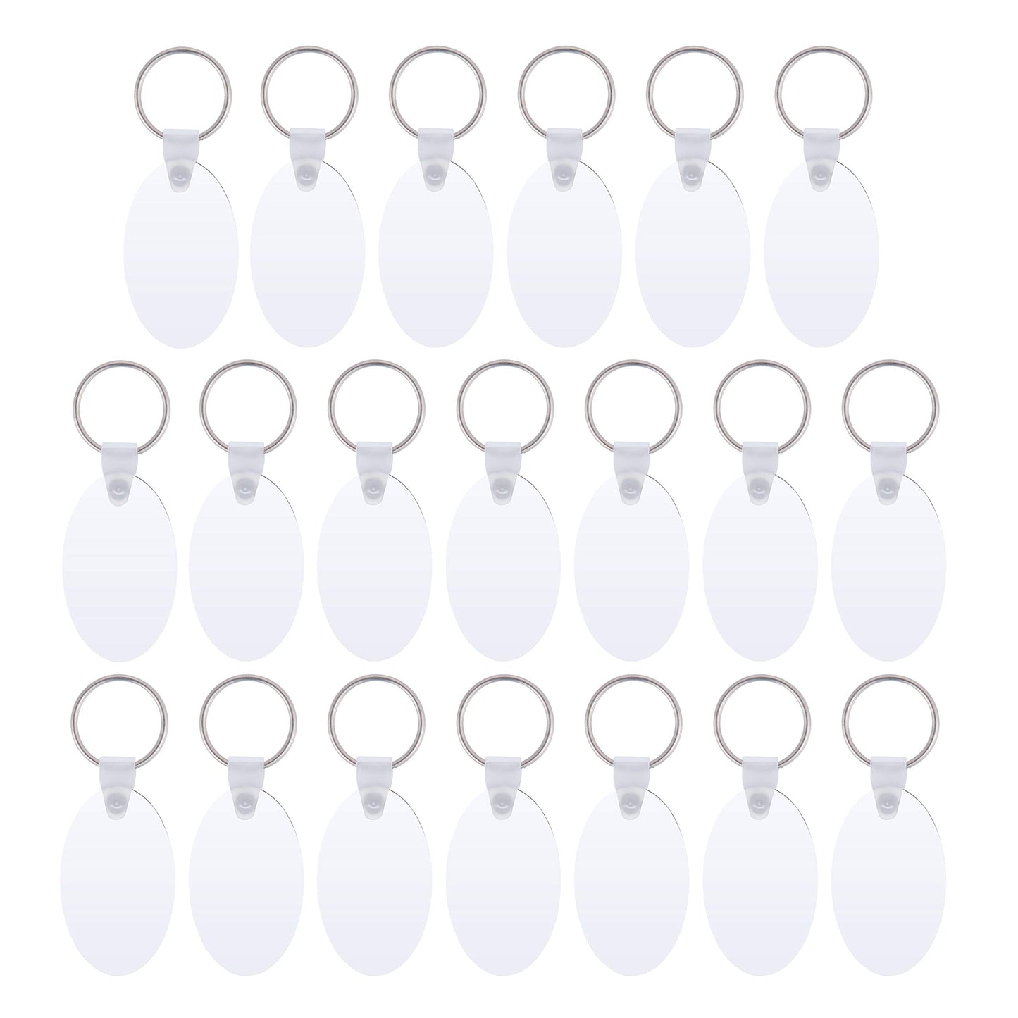 Sublimation Blank Oval Keychains, Oval Blanks Wooden Hard Board MDF Keyrings Key Tags with Split Rings (Oval)