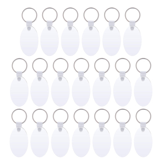 Sublimation Blank Oval Keychains, Oval Blanks Wooden Hard Board MDF Keyrings Key Tags with Split Rings (Oval)