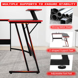 BLKMTY L Shaped Desk PC Gaming Desk Computer Desk with Monitor Stand Large Desktop Studying Executive Table Corner Desk Office Computer Table for Home Office Sturdy Writing Workstation, Pink BLKMTY