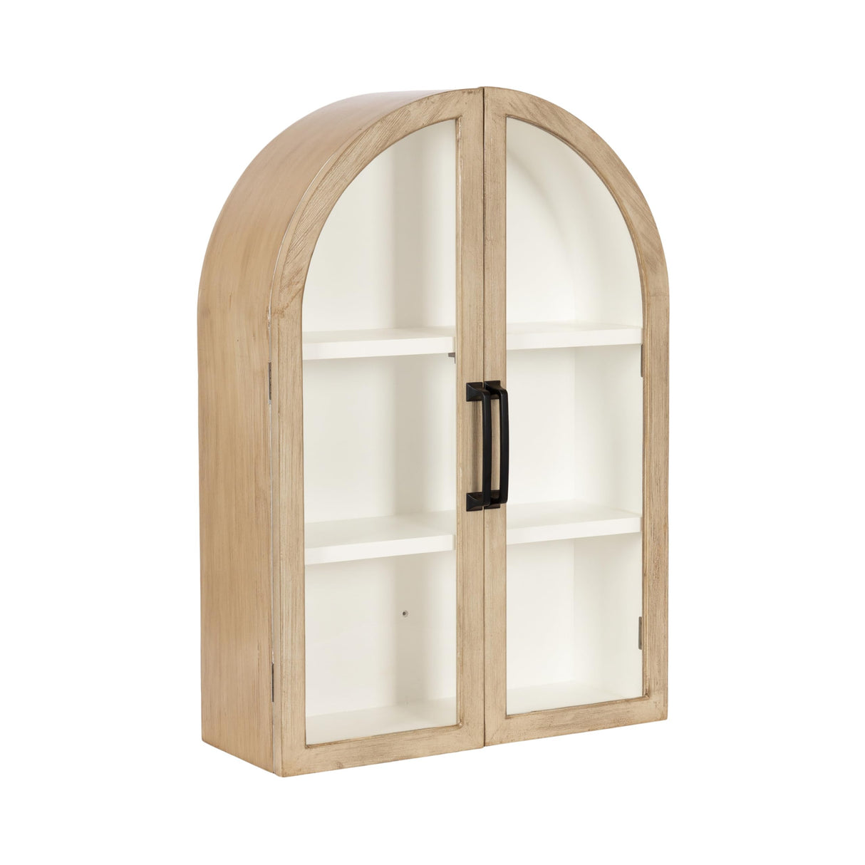 Kate and Laurel Arcott Modern Arch Wall Cabinet, 21 x 8 x 30, Natural Wood and White, Transitional Arched Cabinet for Use as Over-The-Toilet Storage or Living Room Storage Cabinet Kate and Laurel