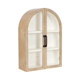 Kate and Laurel Arcott Modern Arch Wall Cabinet, 21 x 8 x 30, Natural Wood and White, Transitional Arched Cabinet for Use as Over-The-Toilet Storage or Living Room Storage Cabinet Kate and Laurel